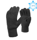 Двойные полушерстяные перчатки (30% шерсть + 70% акрил), 7.5 класс, черные